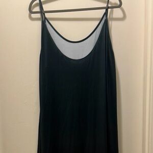 Women's Green and Gold Slip Tank Dress - Sleek Spaghetti Strap Top